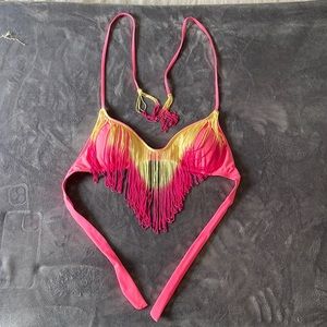 Ombré fringe bikini top